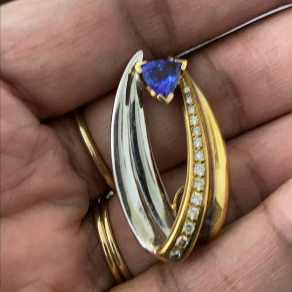 Genuine Tanzanite and diamond necklace charm